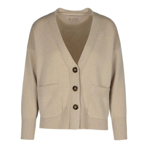 PUROTATTO Cardigan In Cashmere Beige Brown Strickjacke