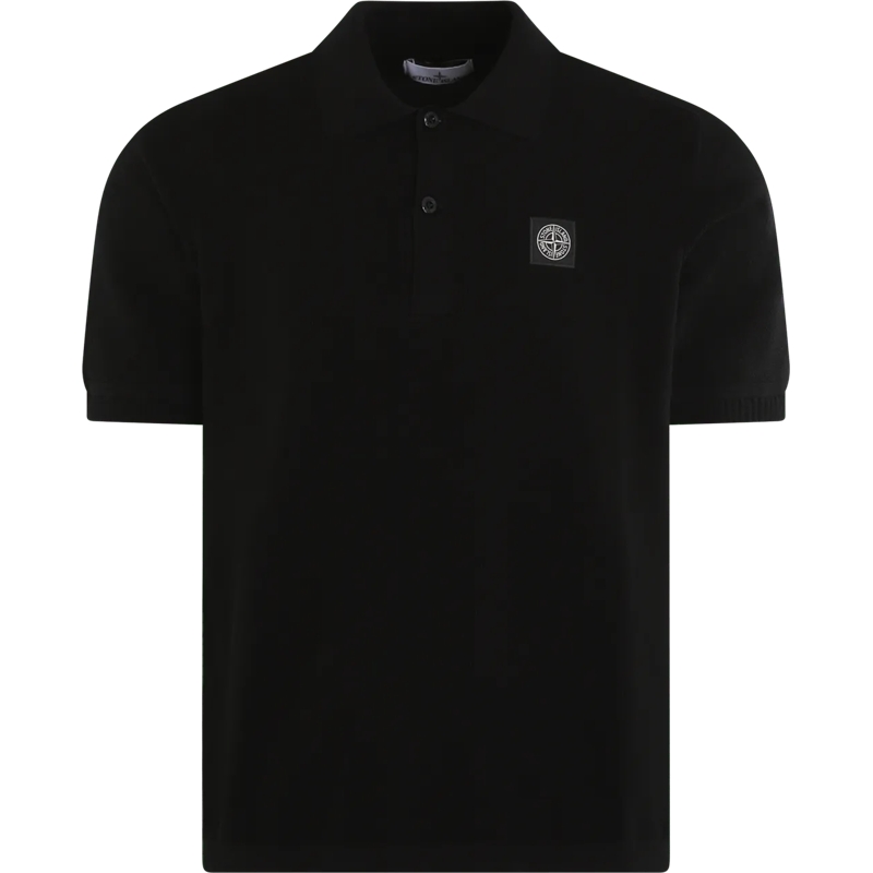 Stone Island Polohemd Heren Compass Patch Polo Zwart schwarz