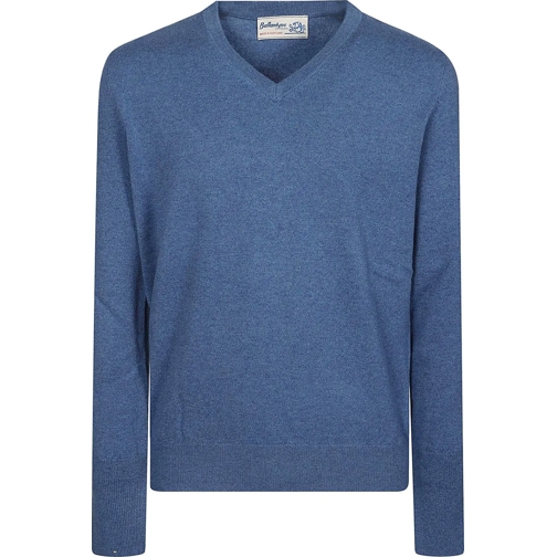 Ballantyne  Plain V-neck Sweater Blue blau