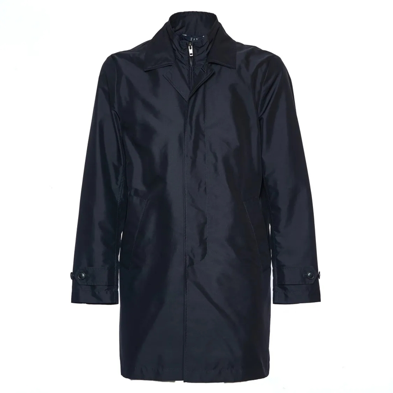 Fay  Black Morning Db Front Coat With Concealed Closure Black
