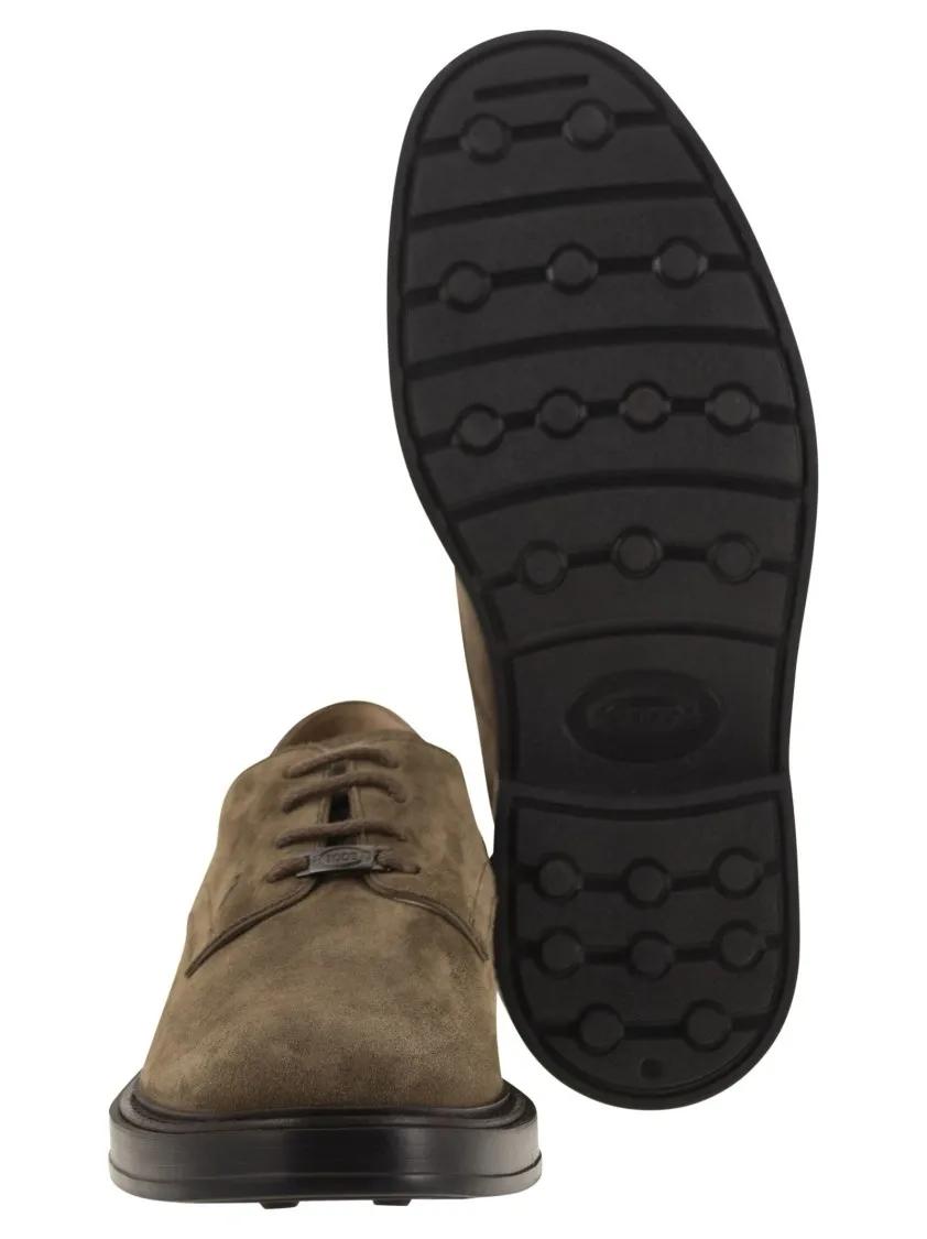 Thumbnail - Brown Suede Lace-Up Derby Shoes - Gr. 9_5 - in Braun