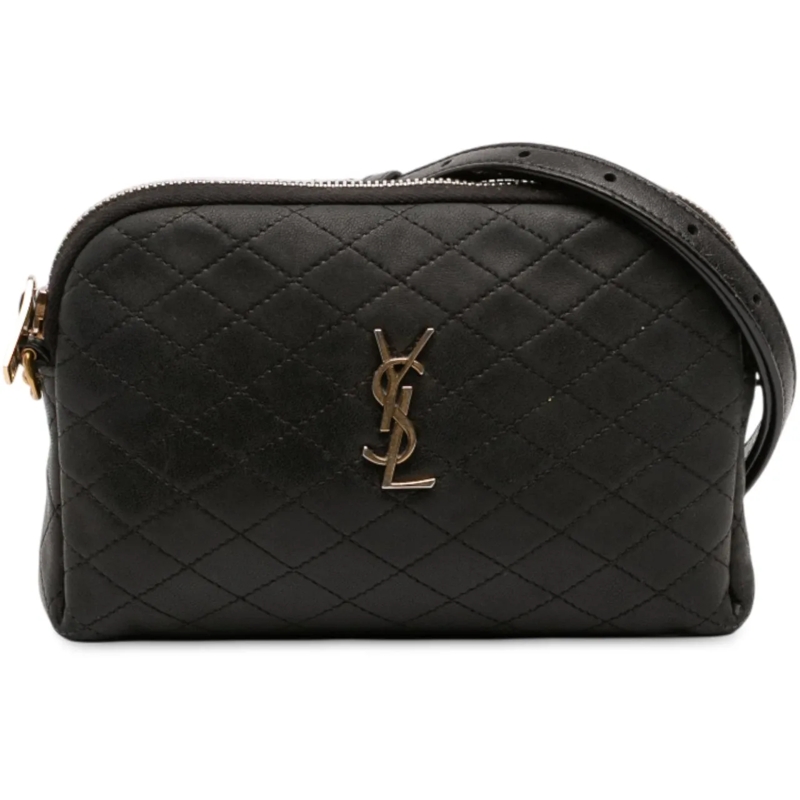 Saint Laurent Schultertasche Mini Quilted Lambskin Gaby Zippered Pouch schwarz