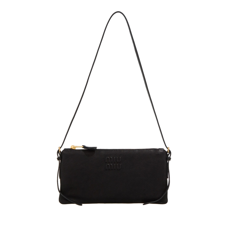 Miu Miu Pochette Logo Embossed Small Shoulder Bag Black