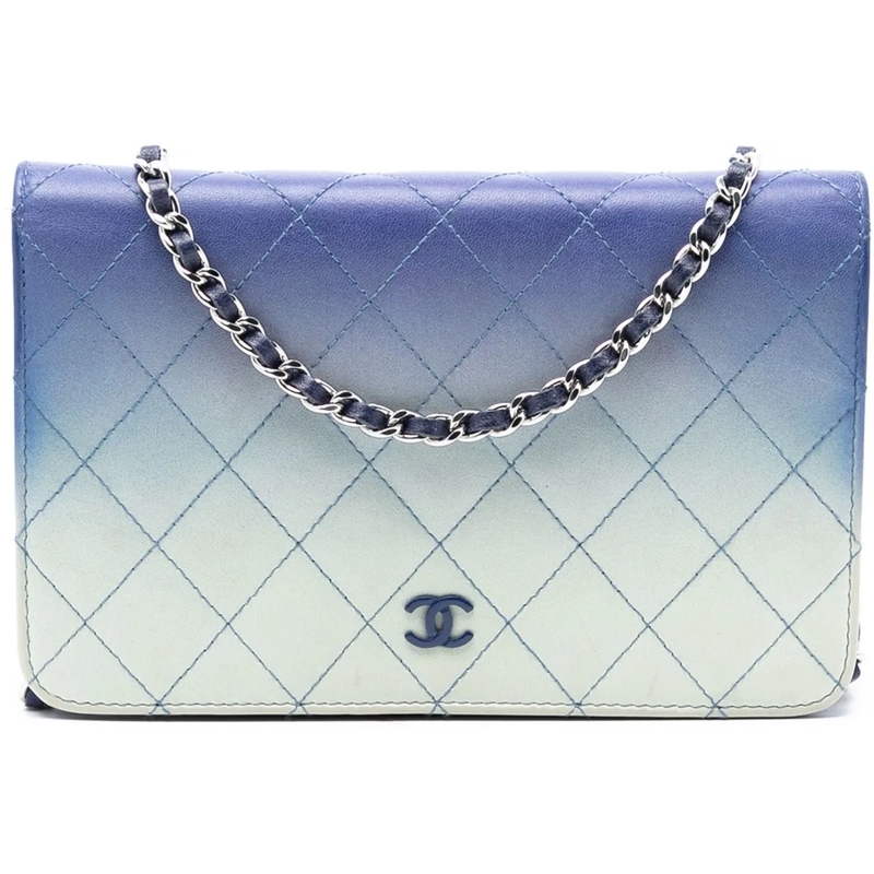 Chanel Schultertasche Ombre Lambskin Degrade Wallet On Chain blau