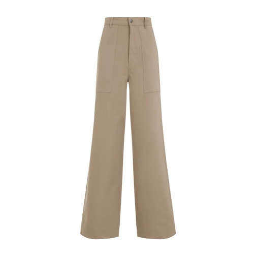 Moncler Beige Cotton Pants Brown 