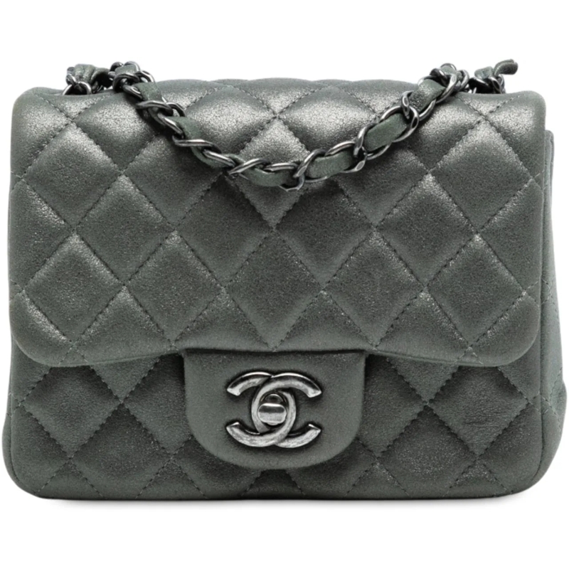 Chanel Sac à bandoulière Mini Square Classic Lambskin Single Flap grau