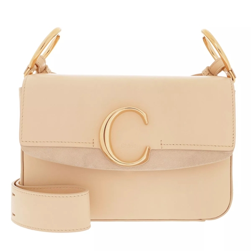 Chloé Double Carry Small Shoulder Bag Leather Blondie Beige Cross body-väskor