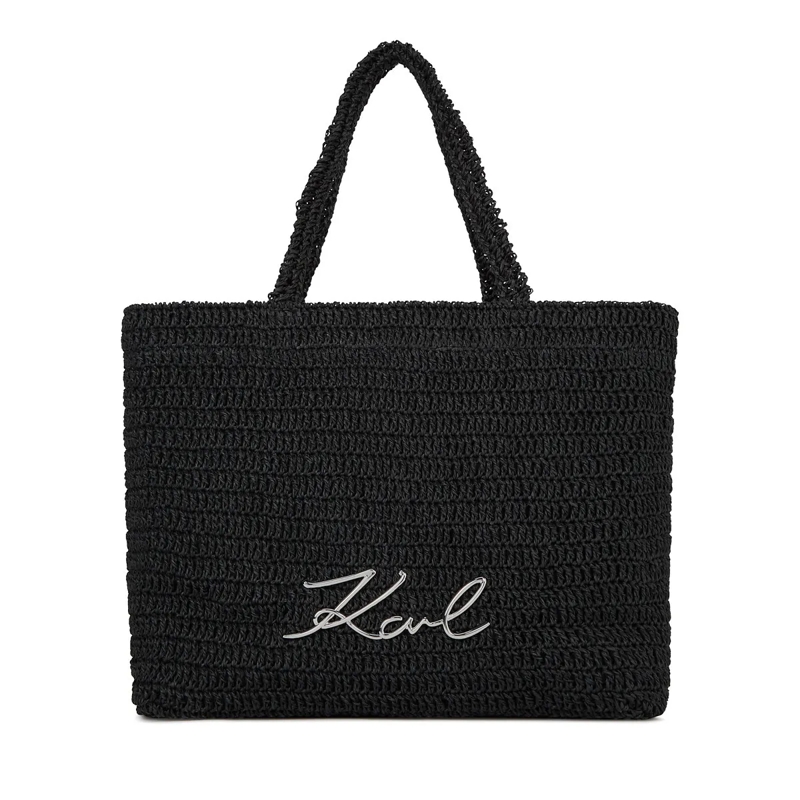 Karl Lagerfeld Shopper K/Signature Gehäkelte Strandtasche schwarz