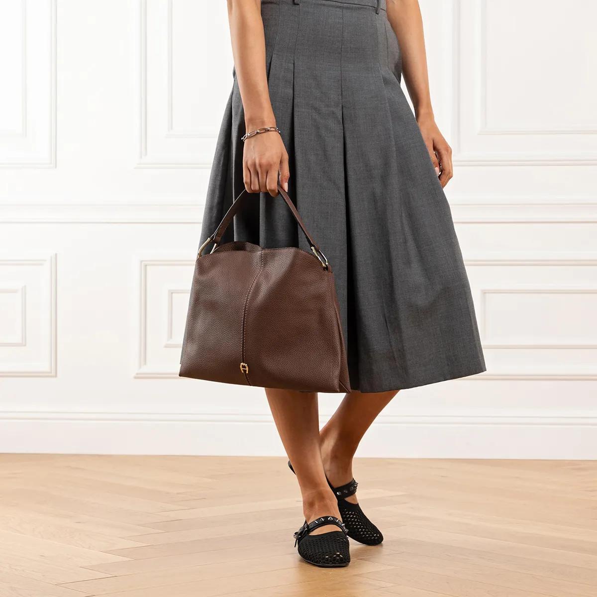 Aigner Leren Schoudertas Savanna Brown Dames