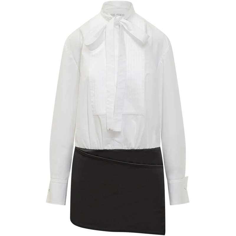 The Attico Bluse Abito con Fiocco e Orlo a Strato mehrfarbig
