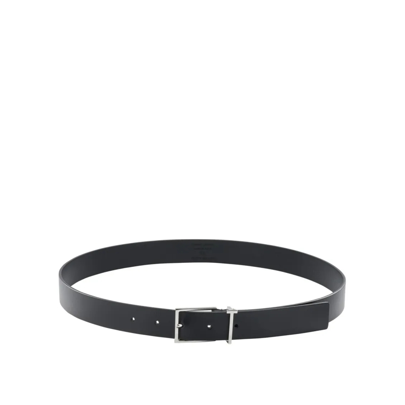 Tom Ford Riem Matte Finish Black Calf Leather Belt With Rectangu Black