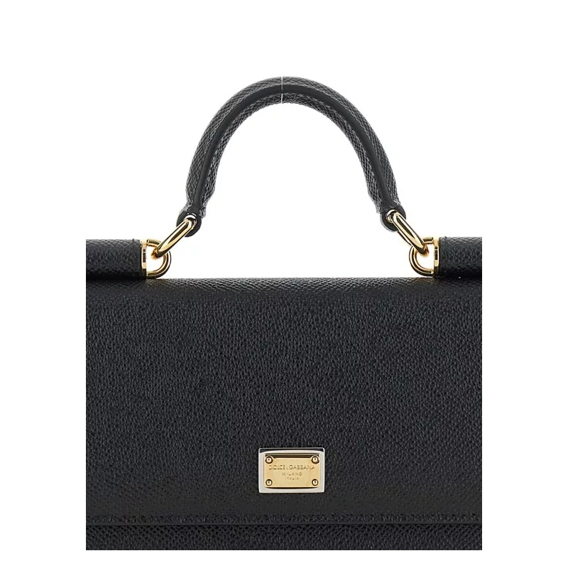 Dolce&Gabbana Crossbody Bag Black Crossbody Bag With Logo Plaque In Grained Le Black(Image 3)