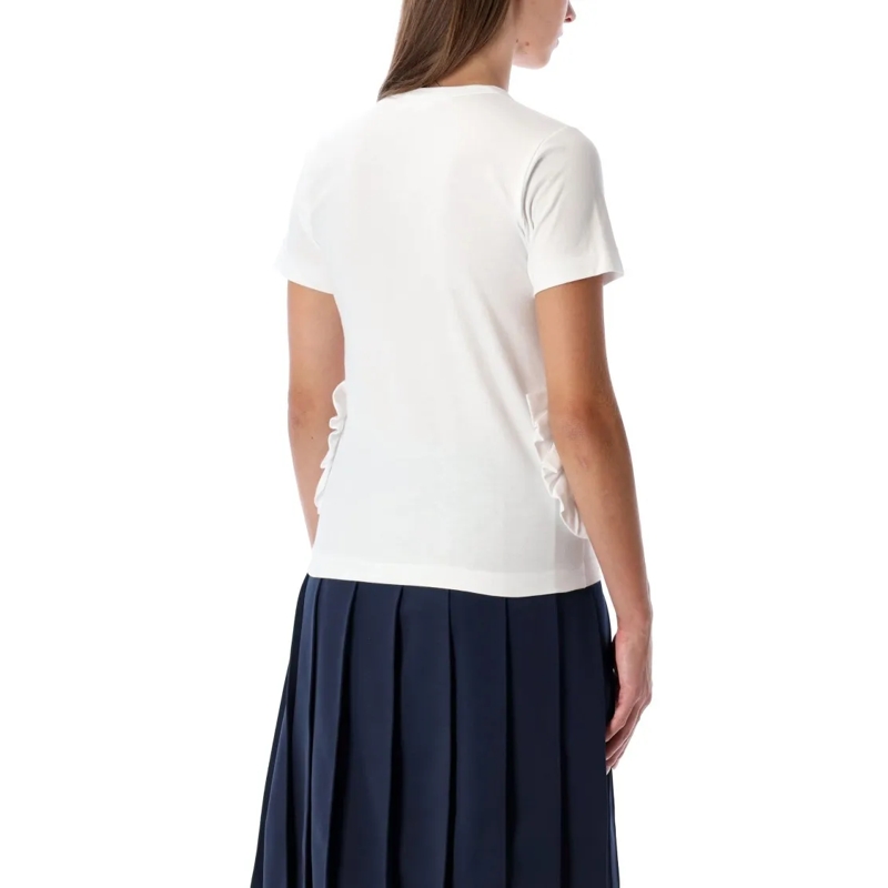 Comme des Garcons T-Shirt Girl White T-Shirt With Ruffle Pockets Black