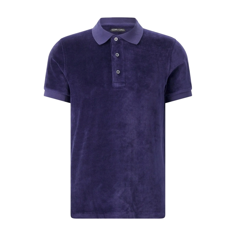 Tom Ford Polo Poloshirt aus Samt Navy