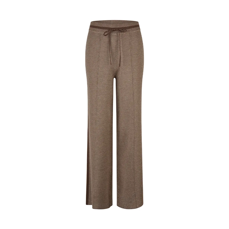 Marc Aurel Stoffhose Strickhose- Jacquard-Gestrick- elastisches Bünd braun