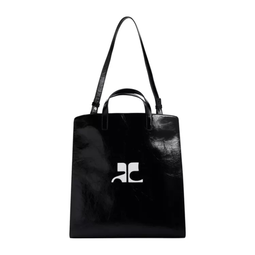 Courrèges Heritage Naplack Black Patent Cow Leather Tote Bag Black Draagtas