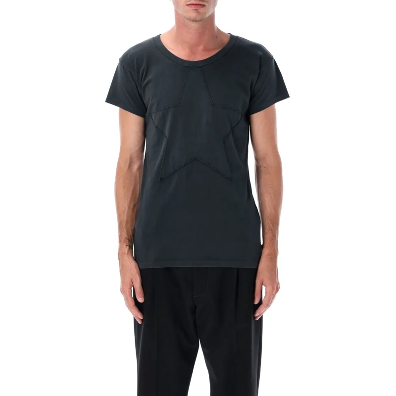 MM6 Maison Margiela T-Shirt Star Patch Fitted Cotton T-Shirt Black