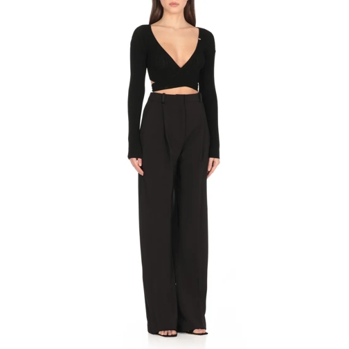 Elisabetta Franchi Hauts à manches longues Black Viscose Top With Deep V-Neck Black (Image 2)