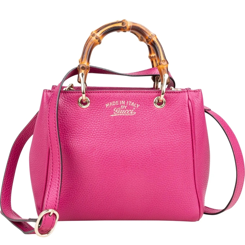 Gucci Schultertasche Gucci Pink Leather Mini Bamboo Handbag rose