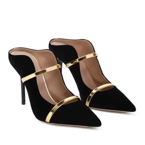 Malone Souliers Maureen 100 Black Gold Velvet Pumps Black Tacchi