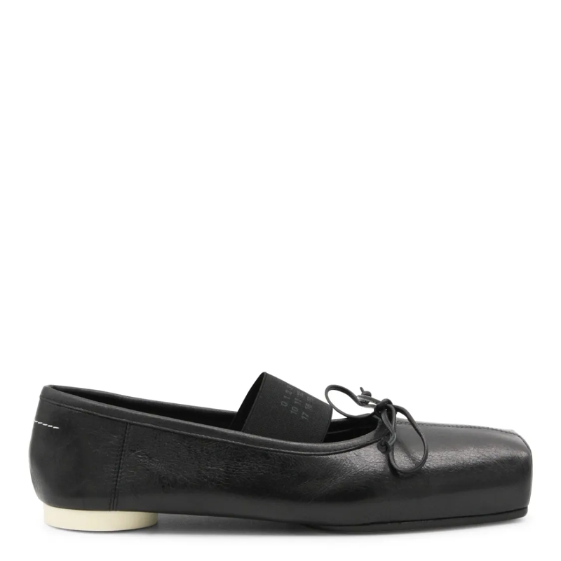 MM6 Maison Margiela Balletschoenen Black Leather Flats Black