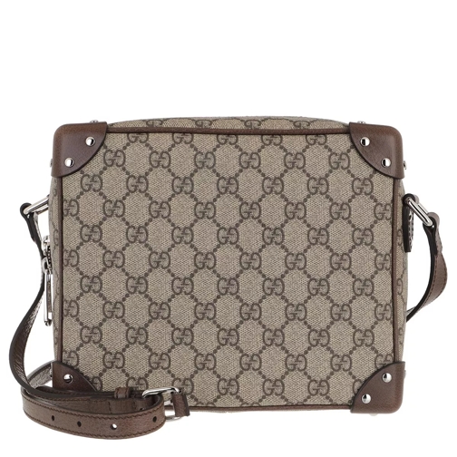 Gucci GG Supreme Messenger Bag Leather Beige Ebony Crossbody Bag