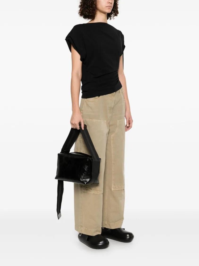 Thumbnail - Uma Wang Hobo Bags - Glossy Leather Shoulder Bag With Adjustable Strap - Gr. unisize - in Schwarz - für Damen