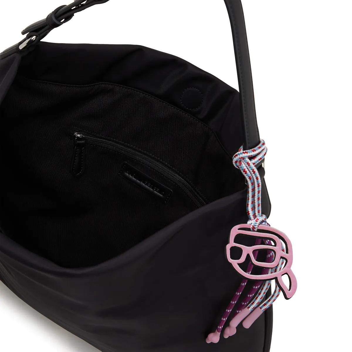 Thumbnail - Karl Lagerfeld Hobo Bags - Ikon Hobo-Tasche aus Nylon - Gr. unisize - in Schwarz - für Damen