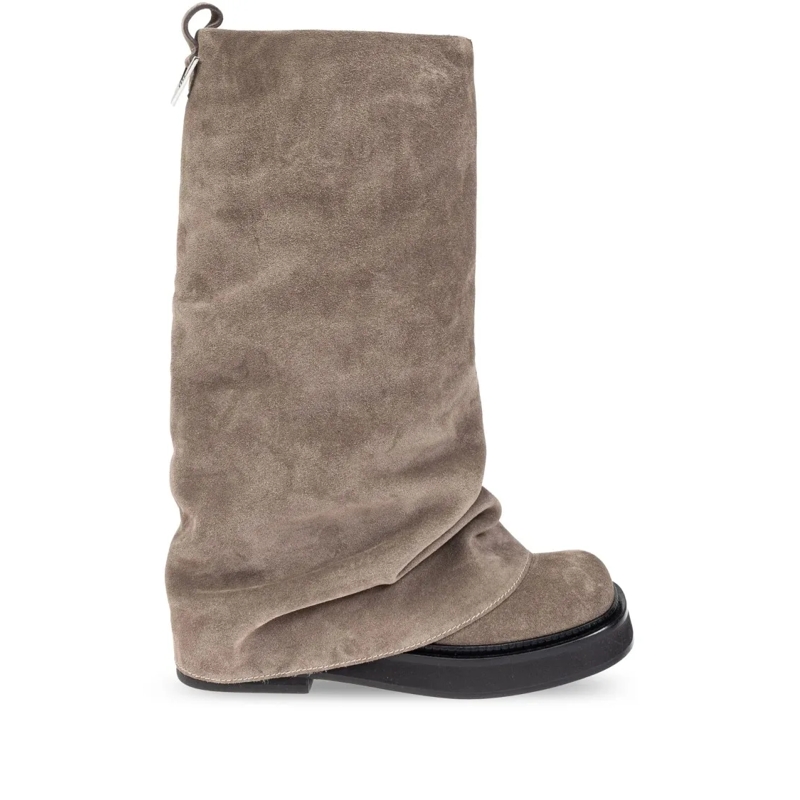 The Attico Bottes Slouchy Suede Boots With Sole Brown