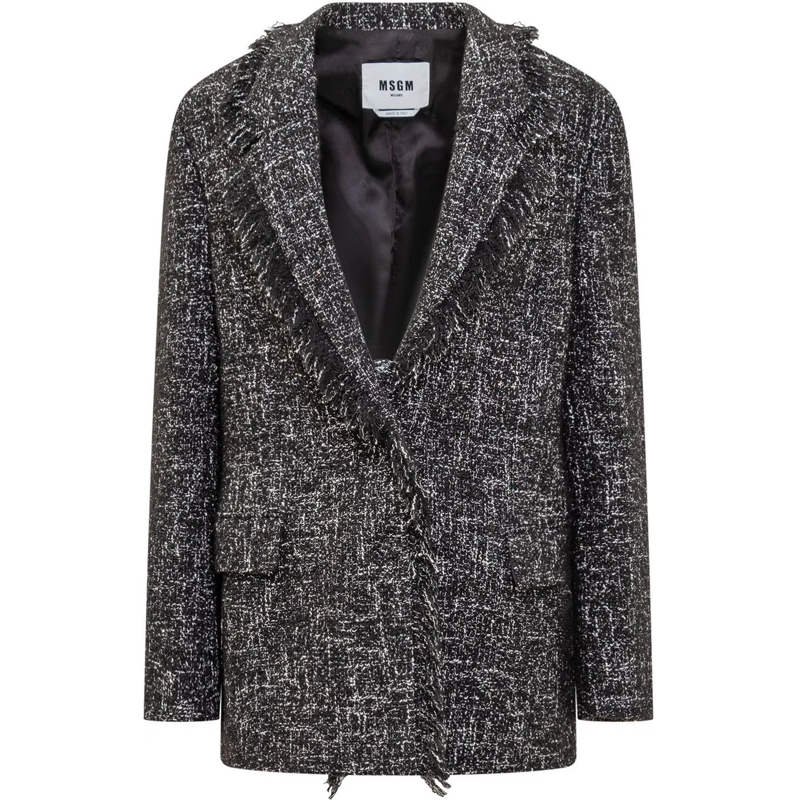 MSGM Blazer MSGM Blazer in Tweed con Frange dunkelgrau
