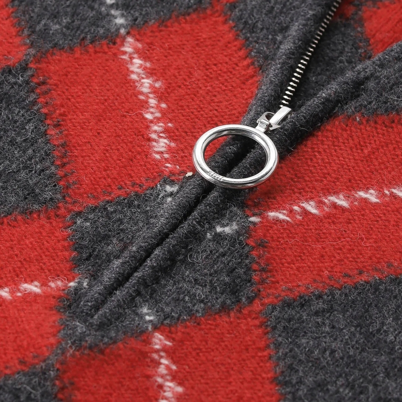 AMI Paris Pull Troyer mit Argyle-Muster grau(Image 3)