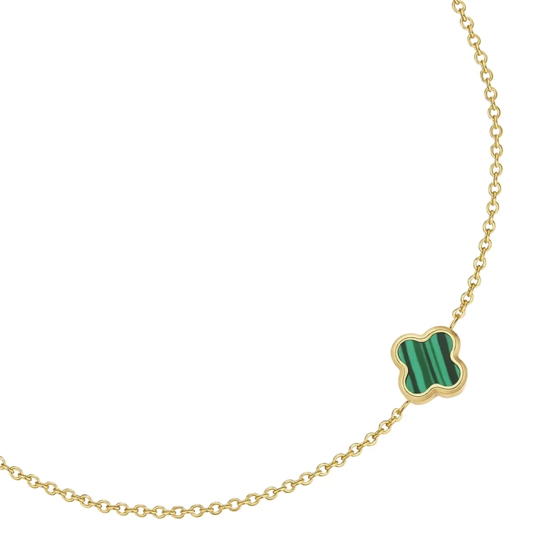 Glanzstücke München Armband Edelstahl Armband Malachit (synth.) Kleeblatt gold(Image 3)