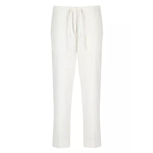 Jil Sander Cropped Cotton Trousers White 