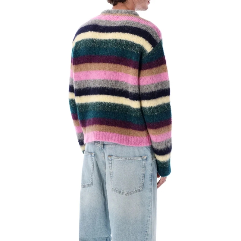 Erl Pullover Multicolor Striped Alpaca Sweater Black