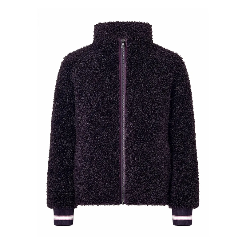 Marc Aurel Blouson Der Blouson mit Streifen-Strick aus curly Faux Fur lila