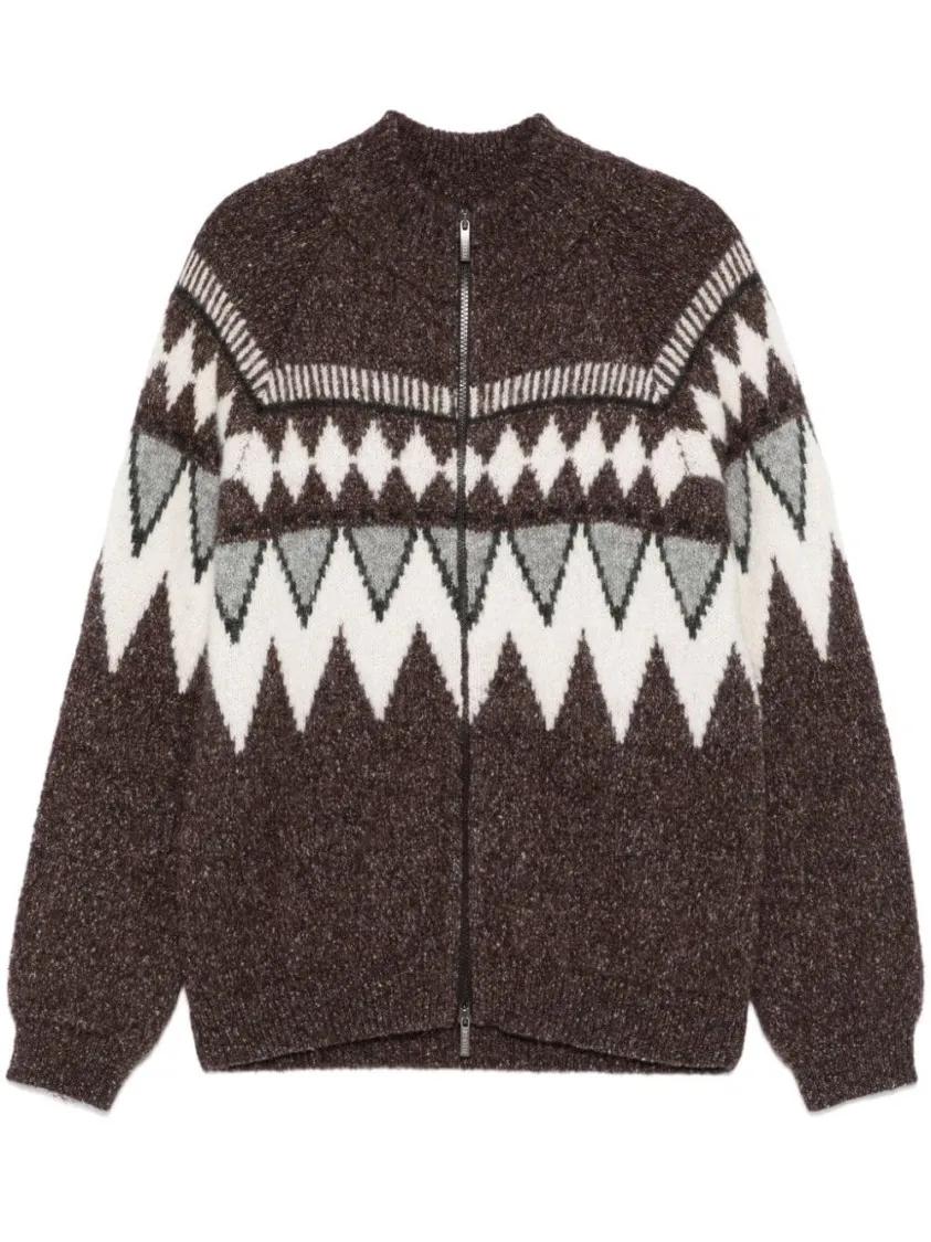 Thumbnail - Peserico - Patterned-Jacquard Cardigan - Größe 50 - braun