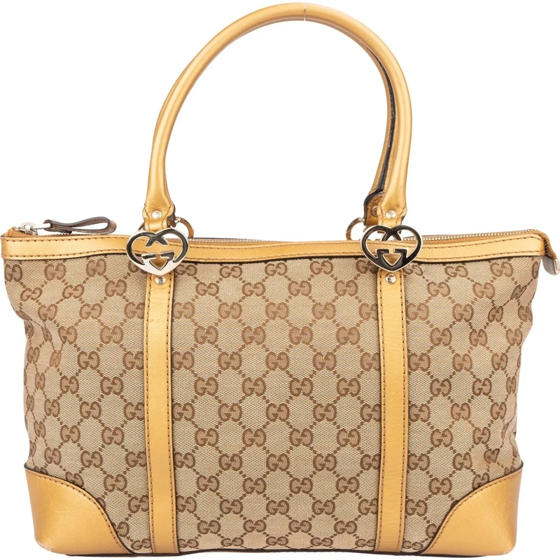 Gucci Schultertasche Gucci GG Monogram Twin Heart Handbag braun
