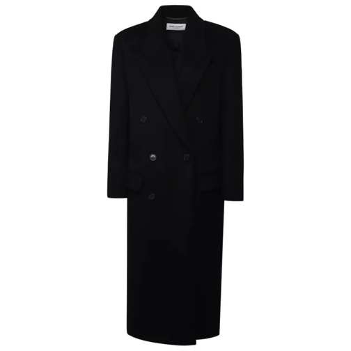 Saint Laurent Black Wool Coat Black 