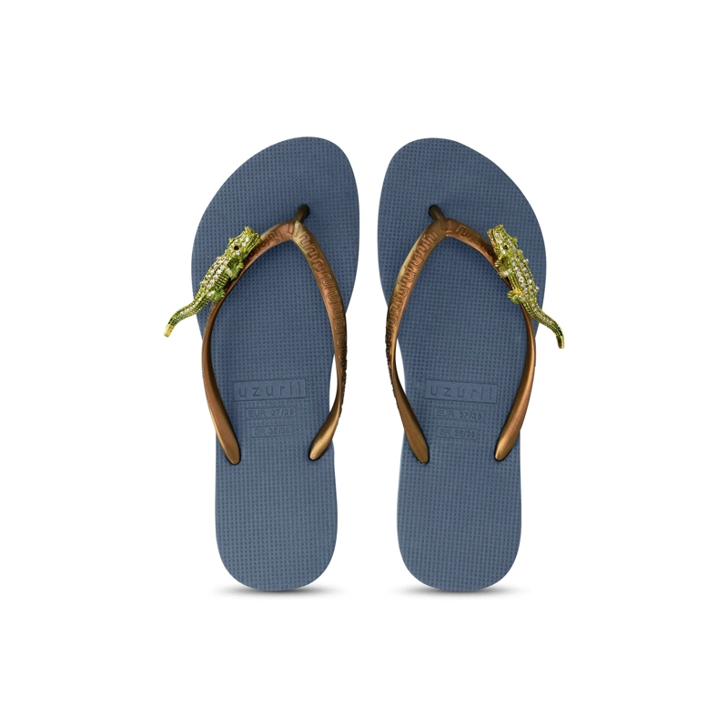 UZURII Flip Flops Zehentrenner Green Crocodile Switch marine