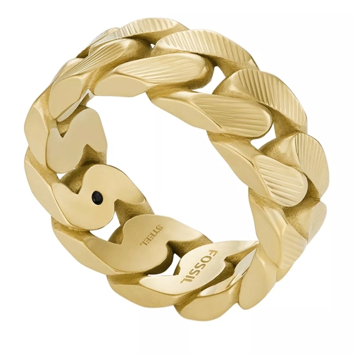 Fossil Harlow Linear Texture Chain Gold-Tone Stainless St Gold Ring