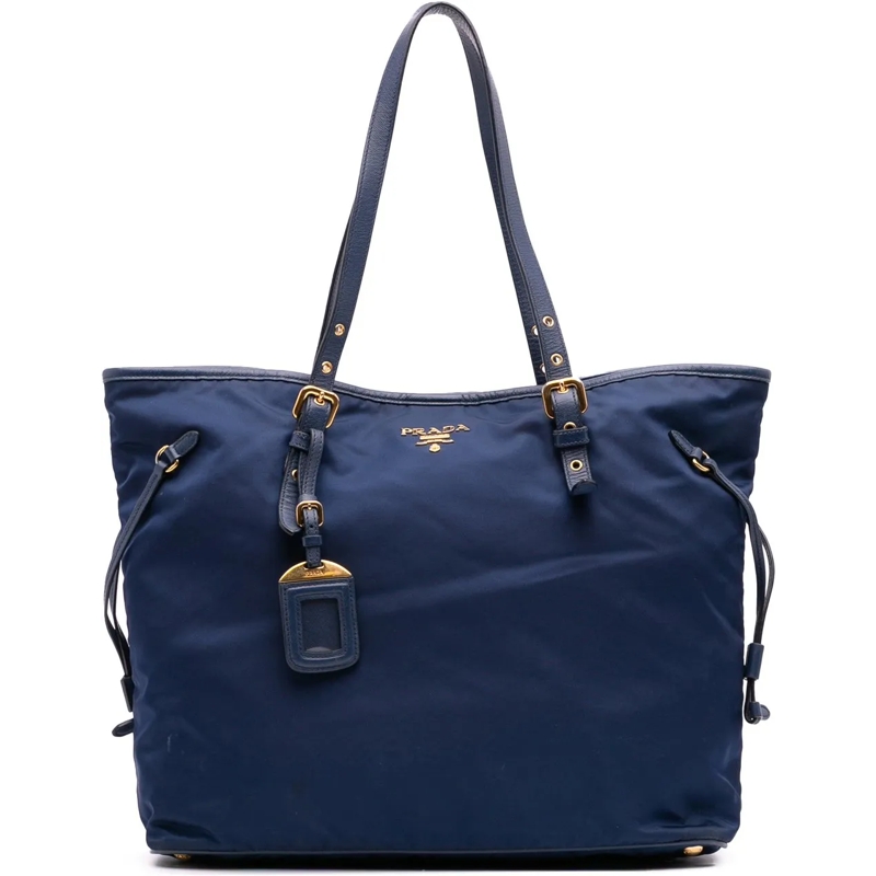 Prada Shopper Saffiano Trimmed Tessuto Tote blau