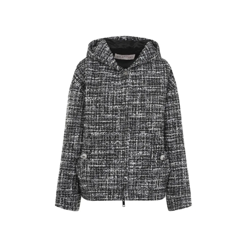 Valentino Veste de transition Double Tweed Black Grey Cotton Jacket Grey