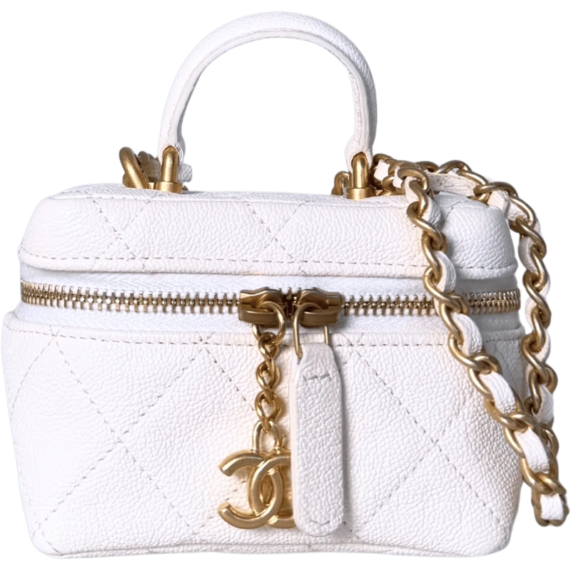 Chanel Schultertasche Chanel Mini Top Handle Vanity Tasche Wei� / sehr g weiß