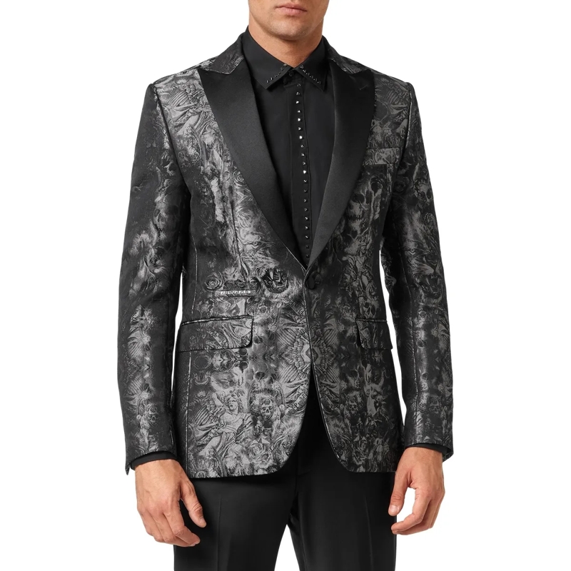 Philipp Plein Blazer Einknopf-Blazer Slim Fit Gothic Plein Mit Schmucks schwarz(Image 3)
