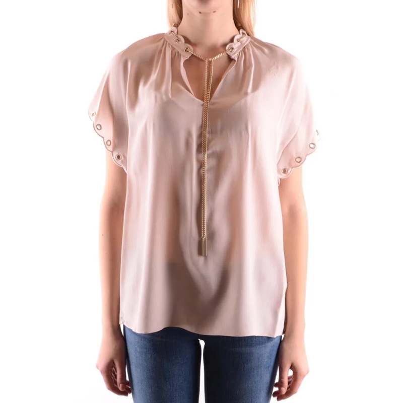 MICHAEL Michael Kors Bluse Silk Blouse With Flutter Sleeves Pink