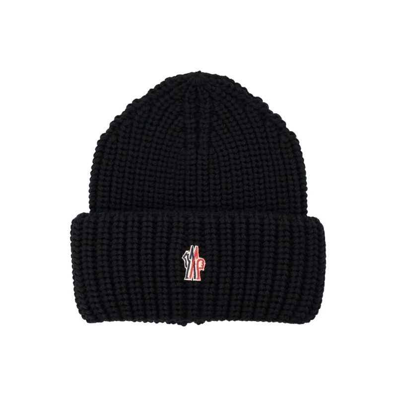 Moncler Hoed Wool Beanie With Logo Black