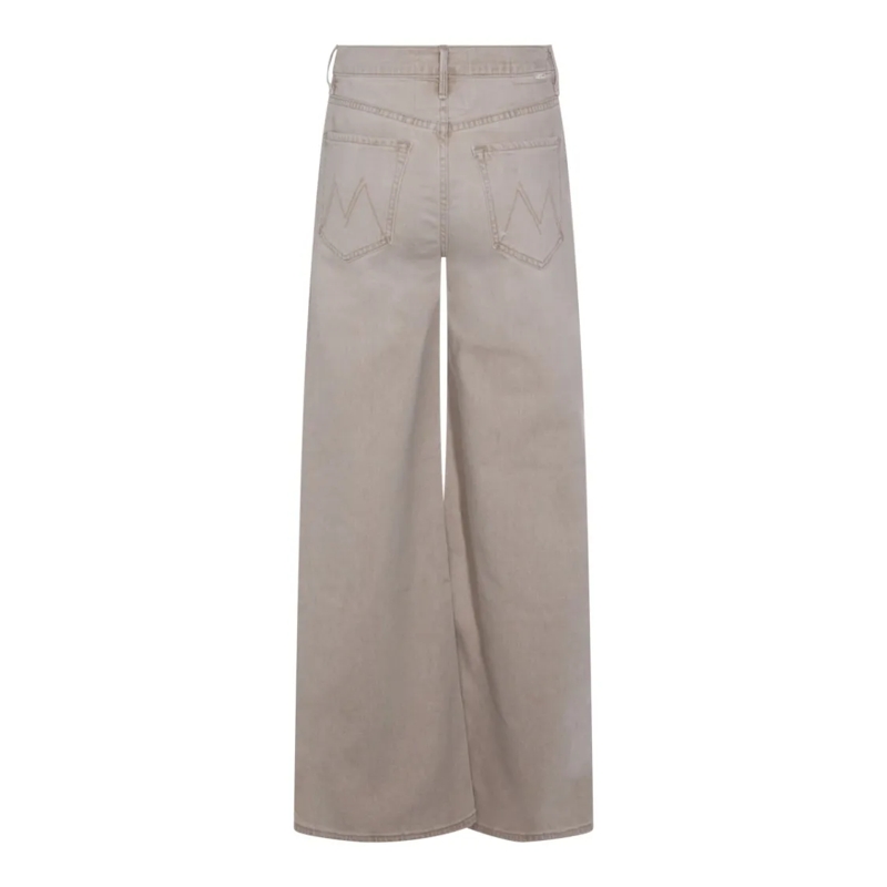 Mother Jeans Straight-Leg Beige Jeans With Grey