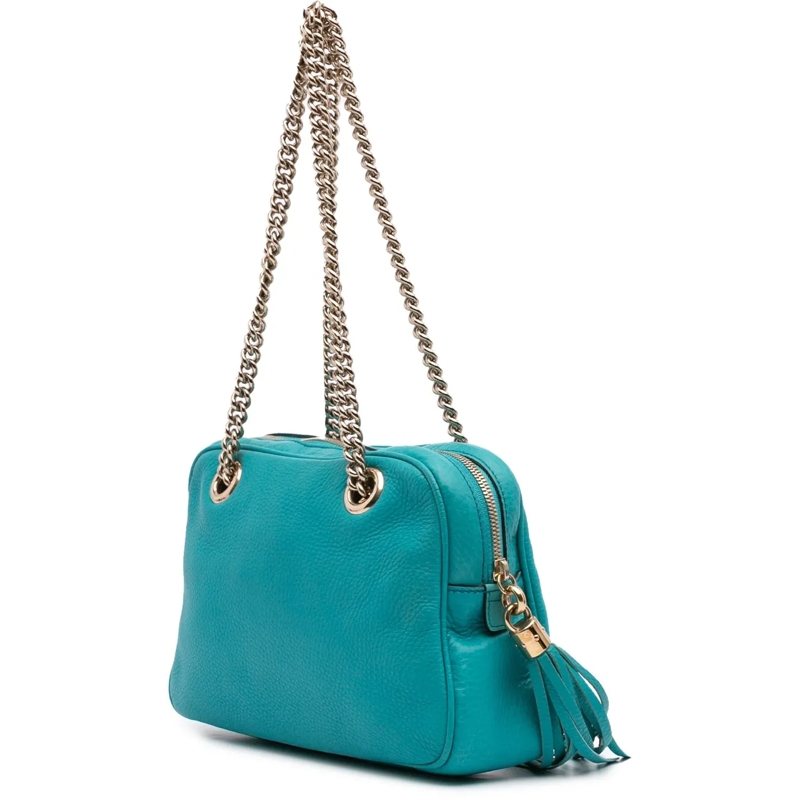 Gucci Schultertasche Leather Soho Chain Zip Shoulder Bag blau