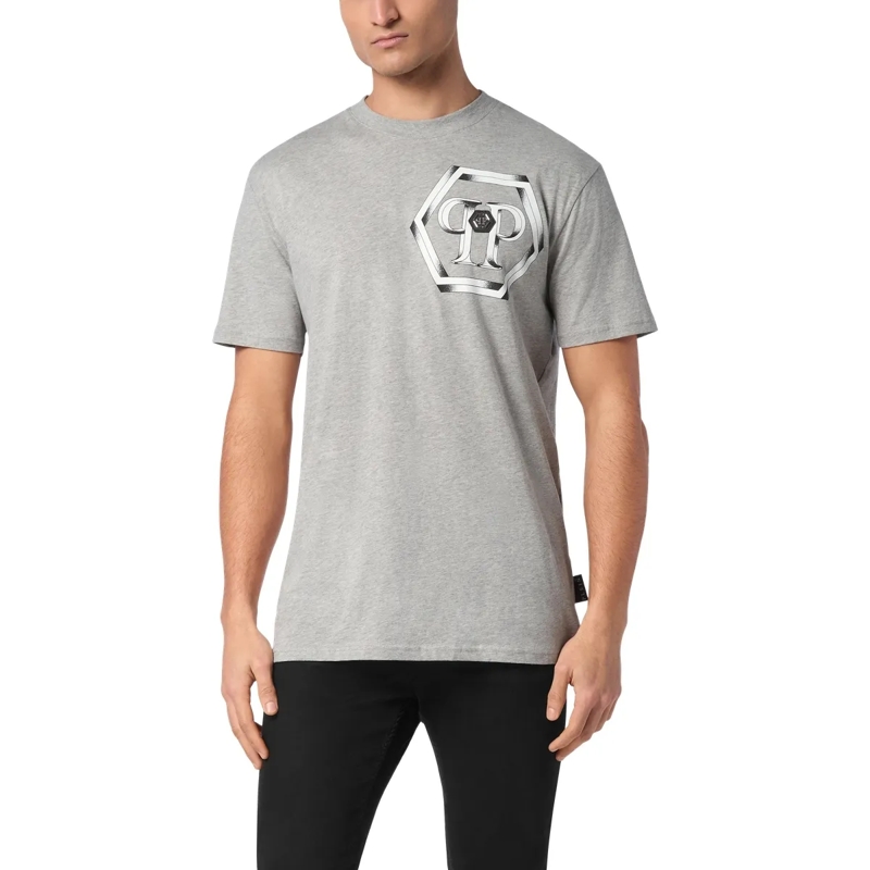 Philipp Plein T-Shirt T-Shirt Rundhalsausschnitt Hexagon grau(Image 3)