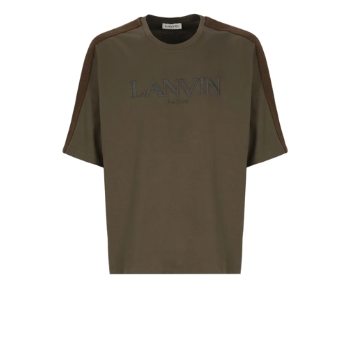 Lanvin Green Cotton T-Shirt With Logo Green T-Shirts